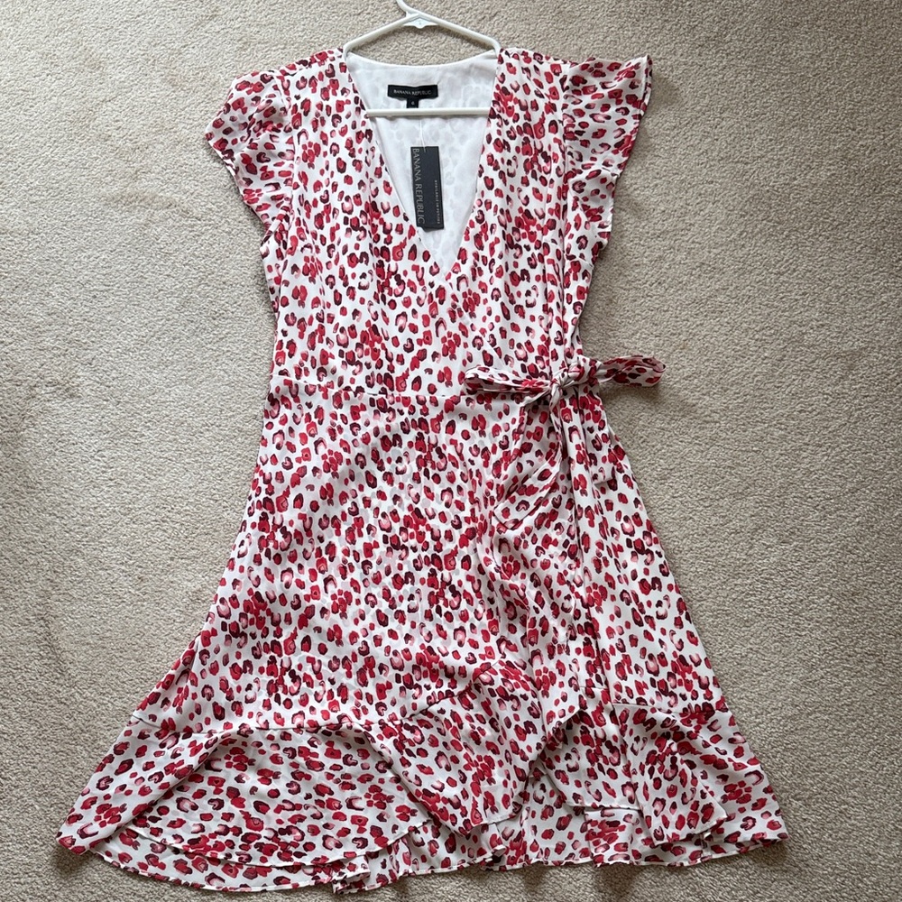 Banana Republic Red and White High Low Dress